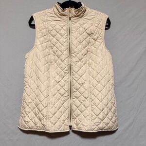 Charter Club Reversible Vest Leopard Print/Beige Soft Pockets Quilted Zip Sz XL